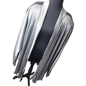 Wilbourn Exclusives Metallic Silver Open Front Cardigan Chic Sweater Y2K Vintage